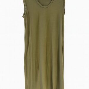 Theory Sleeveless Jersey Midi Dress – Olive Green, Size Large